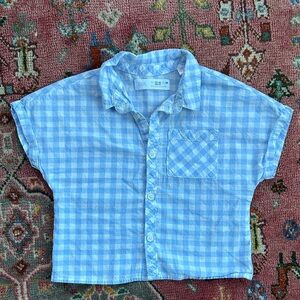 Zara Light Blue Gingham Kids Button-Up Shirt